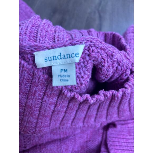 Sundance Pink Cable Knit Chunky Sweater PM Petite Mock Neck Boho Cozy Knit - Picture 5 of 7